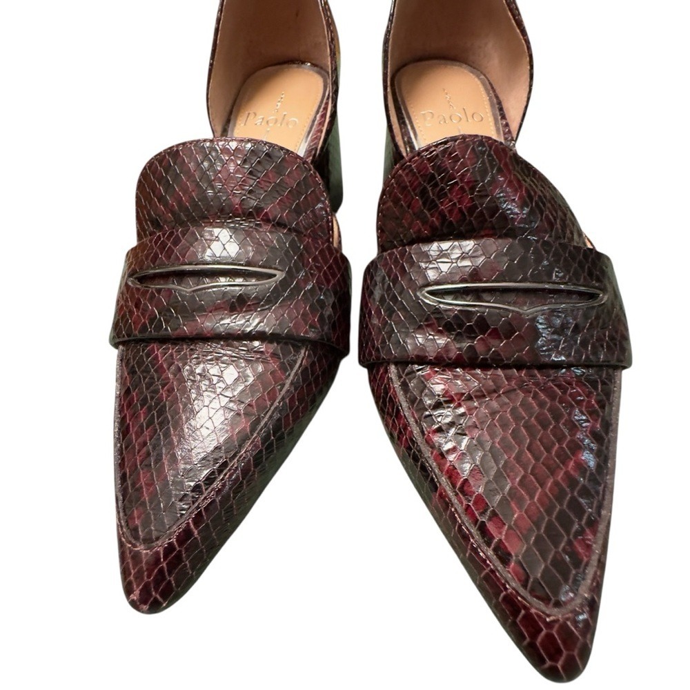 Linea Paolo Cache Burgundy Snakeskin DOrsay Heels Womens 5 Quiet Luxury NWOB - Picture 5 of 13